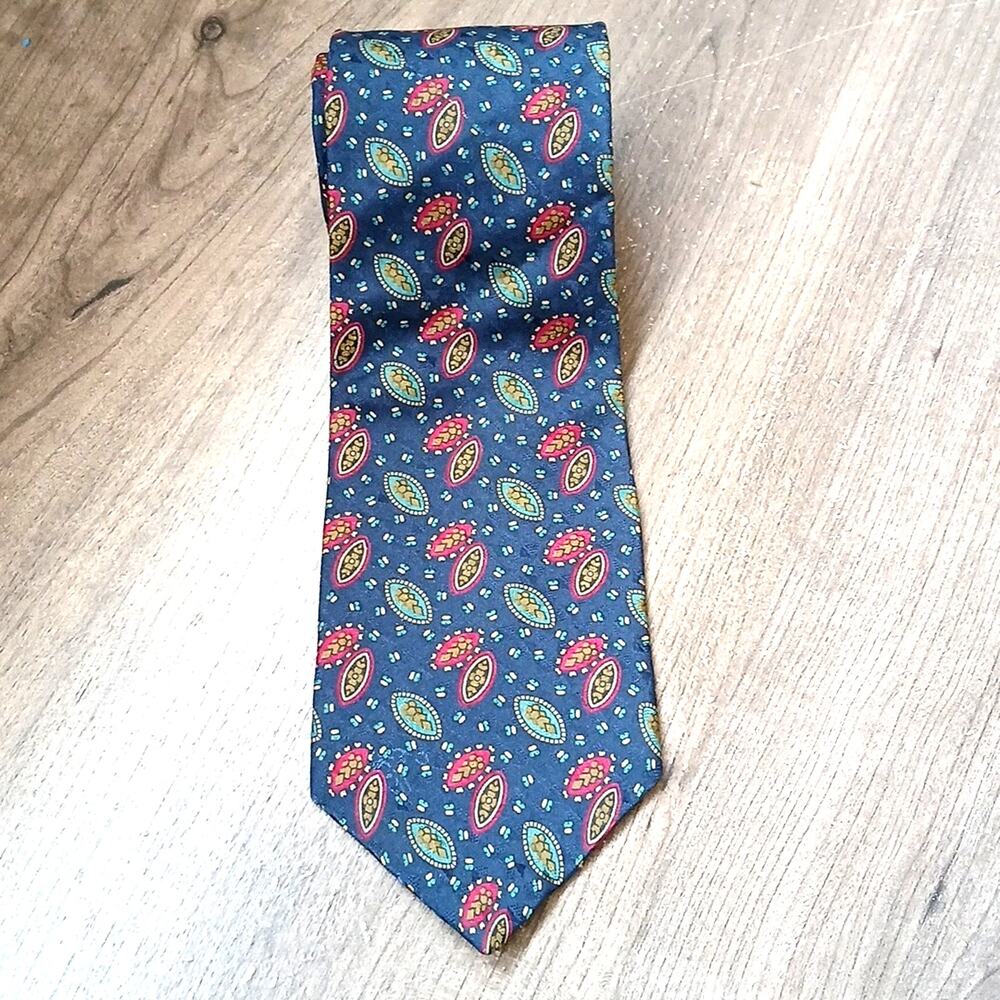 Vintage Wembley Blue Printed Imported Silk Tie